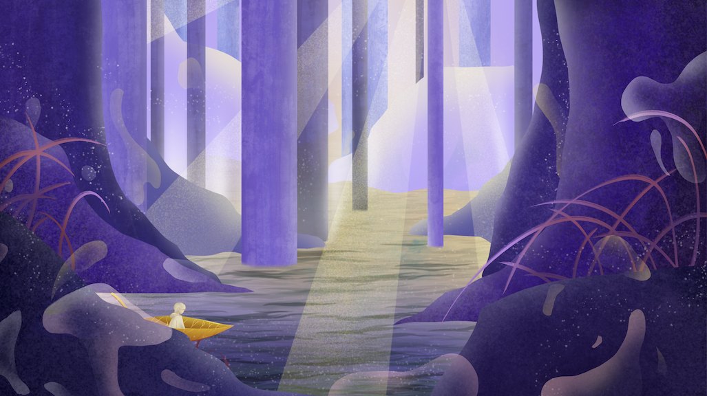 Forest boat illustration