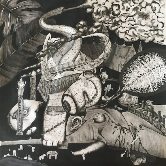 Elephant ink drawing